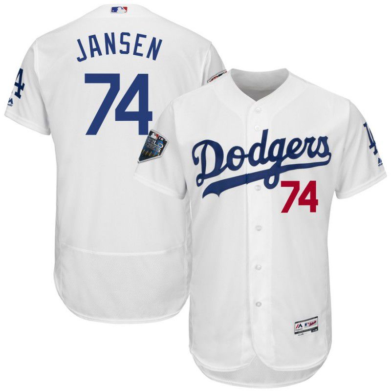 Men Los Angeles Dodgers #74 Jansen White Elite MLB Jersey